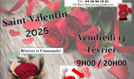 Fleuriste pour la Saint-Valentin à Sallanches   : bouquet rose rouge, livraison, composition rose, horaire ouverture 14 février , saint valentin  