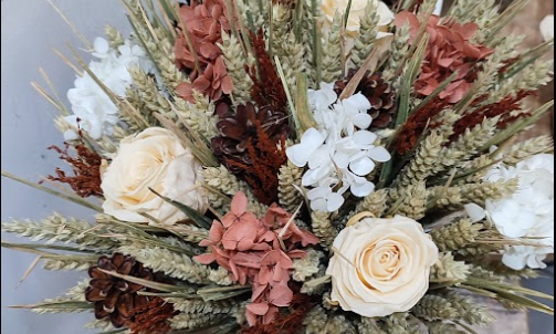 Bouquet crème et marron fleurs séchées